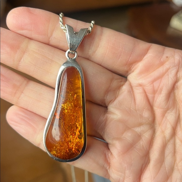 925 amber pendant necklace - Picture 5 of 11